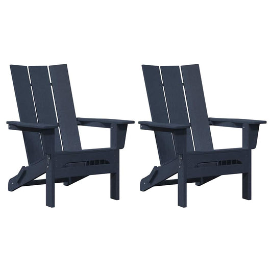 vidaXL Garden Lounge Furniture 2 pcs Navy 74.5 x 80.5 x 90cm Plastic