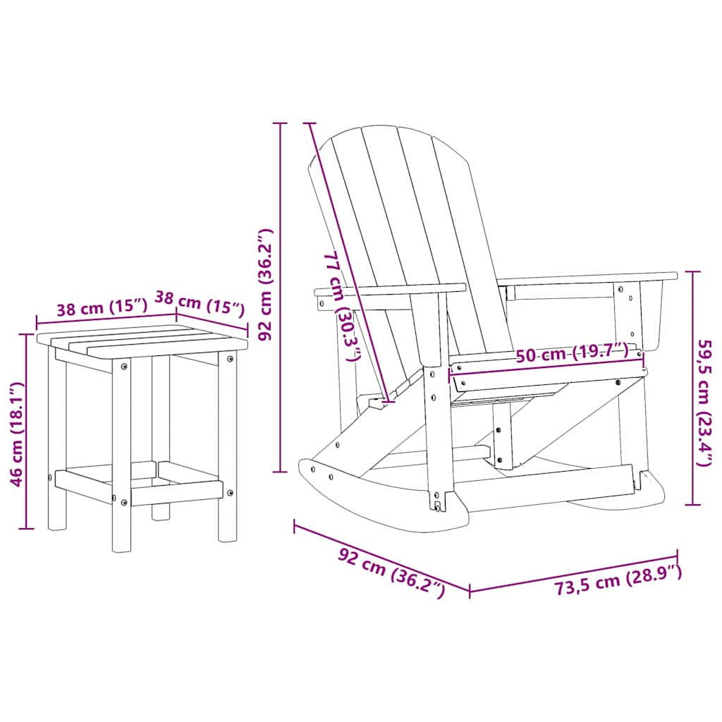 vidaXL Garden Lounge Set 3 pcs Navy Blue HDPE