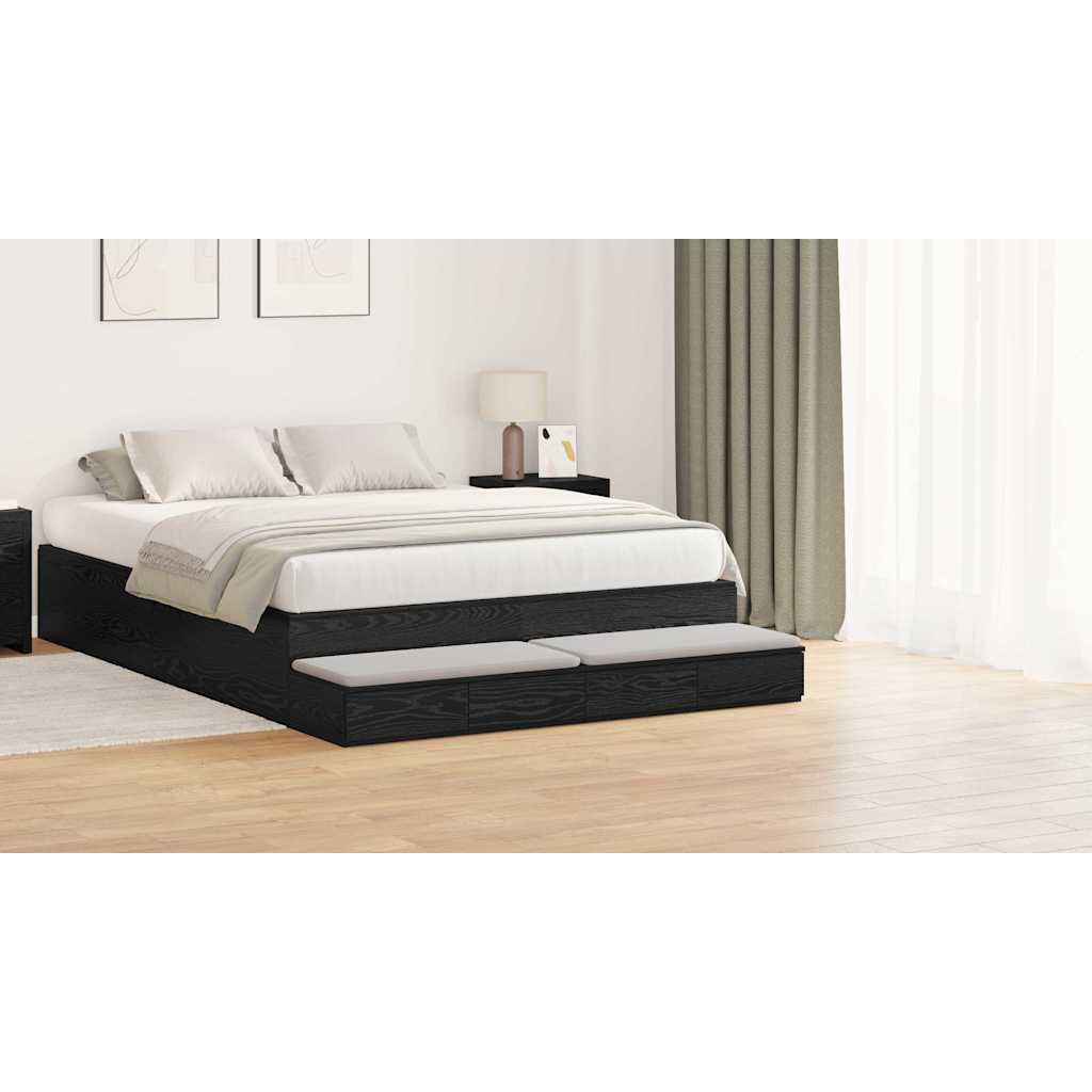 vidaXL Bed Drawers Black Oak 160 x 36.5 x 16.5 cm Engineered Wood