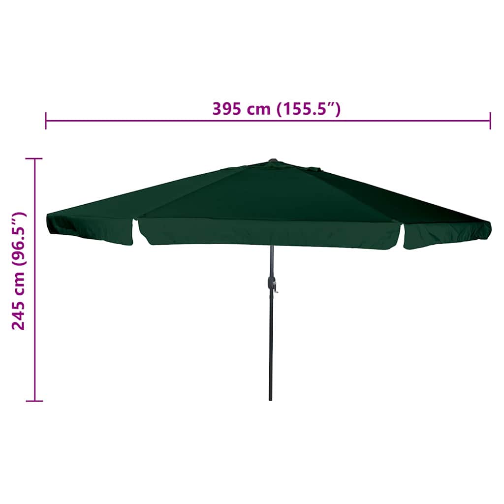 vidaXL Garden Parasol Green 394 x 394 x 248 cm Polyester and Steel
