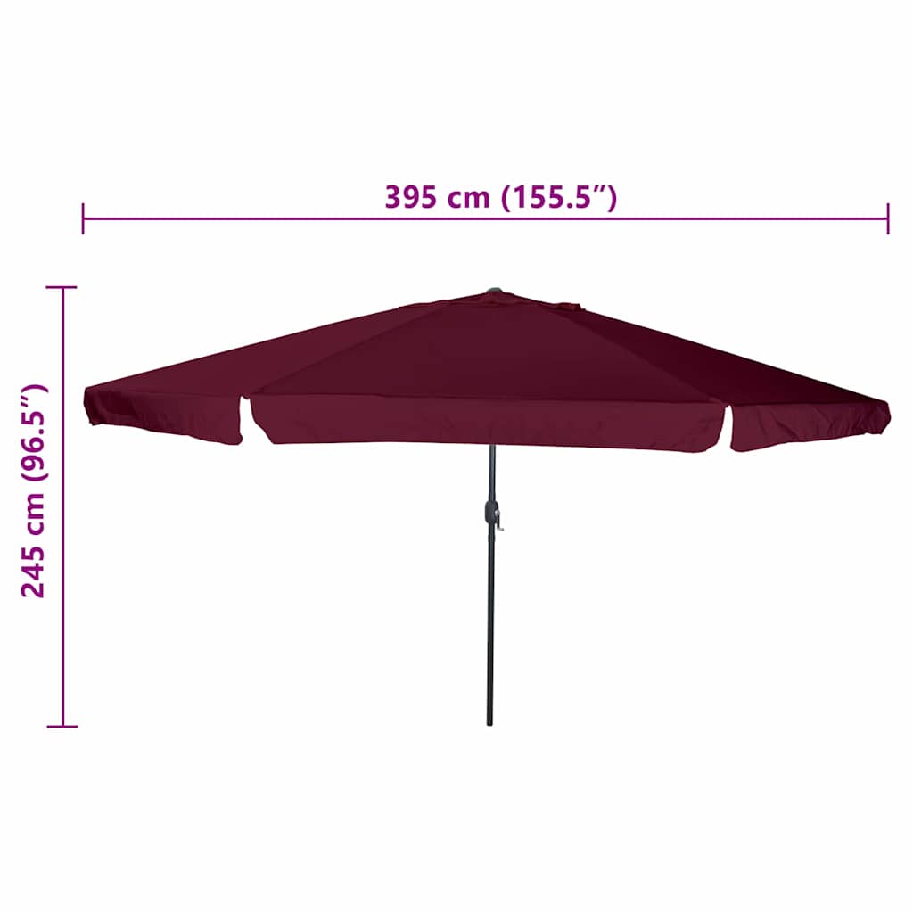 vidaXL Garden Parasol Bordeaux Red 394 x 394 x 248 cm