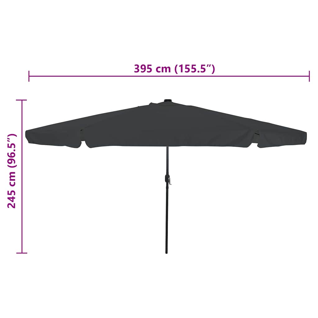 vidaXL Garden Parasol Anthracite 395 x 395 x 245 cm Polyester