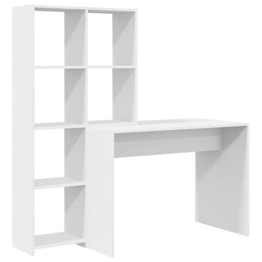 vidaXL Desk with Shelf White 138.5 x 55 x 143 cm Engineered Wood