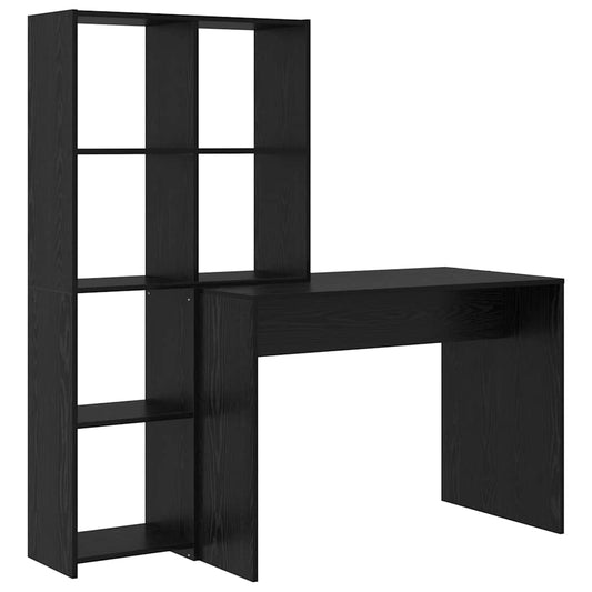 vidaXL Desk with Shelf Black Oak 138.5 x 55 x 143 cm Engineered Wood