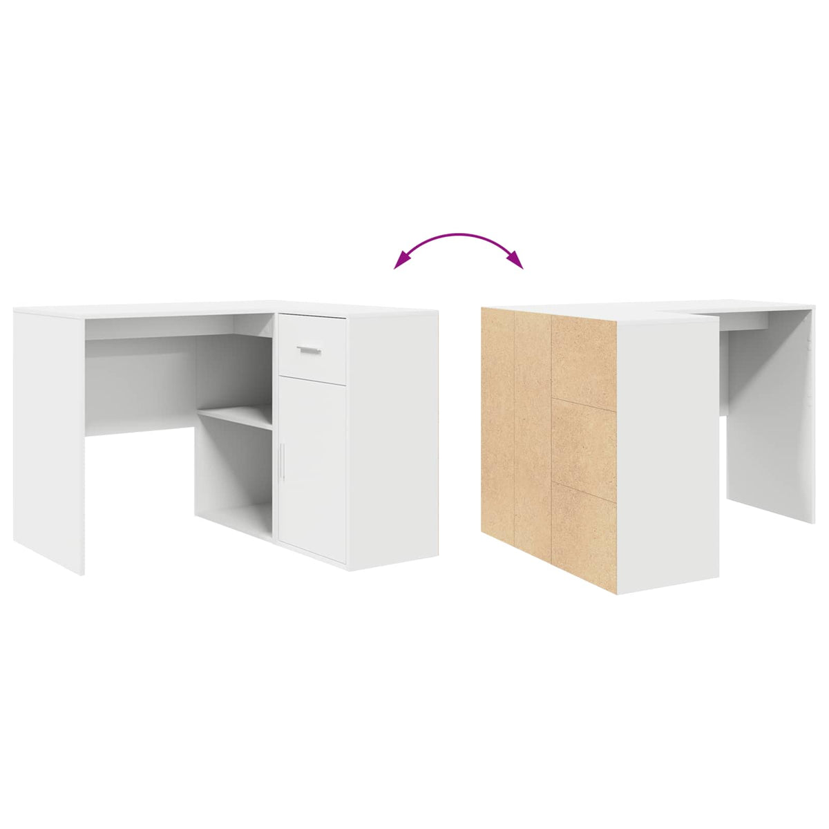 vidaXL Corner Desk with Drawer with Shelf White 102 x 88 x 75 cm