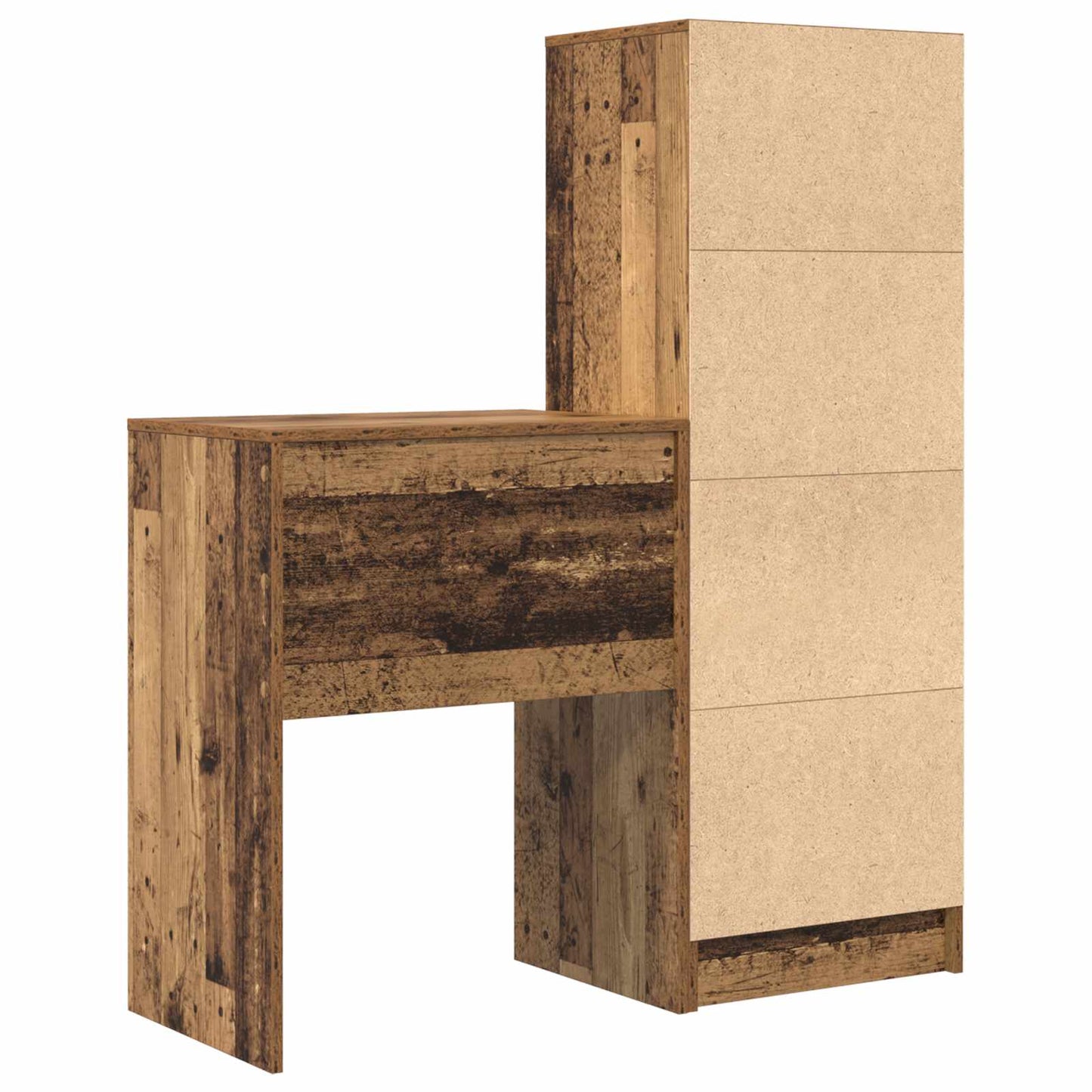 vidaXL Desk with Drawer with Shelf with Storage 2 pcs Old Wood