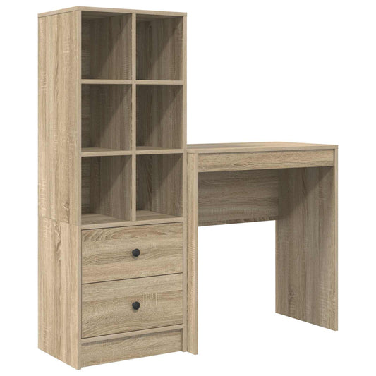 vidaXL Desk with Drawer with Shelf with Storage 2 pcs Sonoma Oak