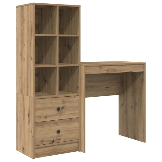 vidaXL Desk with Drawer with Shelf with Storage 2 pcs Artisan Oak