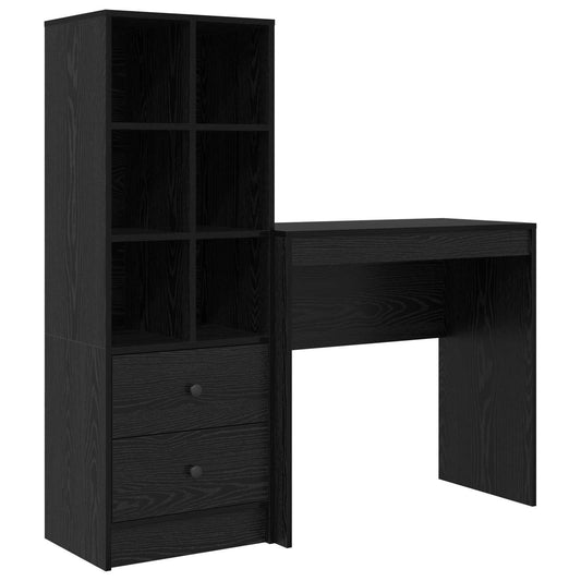 vidaXL Desk with Drawer with Shelf with Storage 2 pcs Black Oak