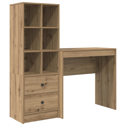 vidaXL Desk with Drawer with Shelf with Storage 2 pcs Artisan Oak
