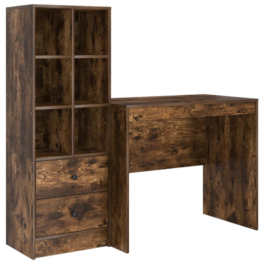 vidaXL Desk with Drawer with Shelf with Storage 2 pcs Smoked Oak