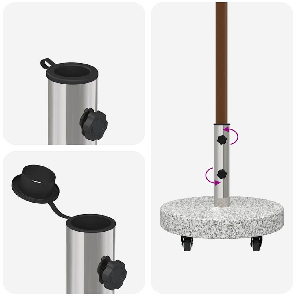 vidaXL Parasol Base 29.8kg Grey Granite and Stainless Steel Round