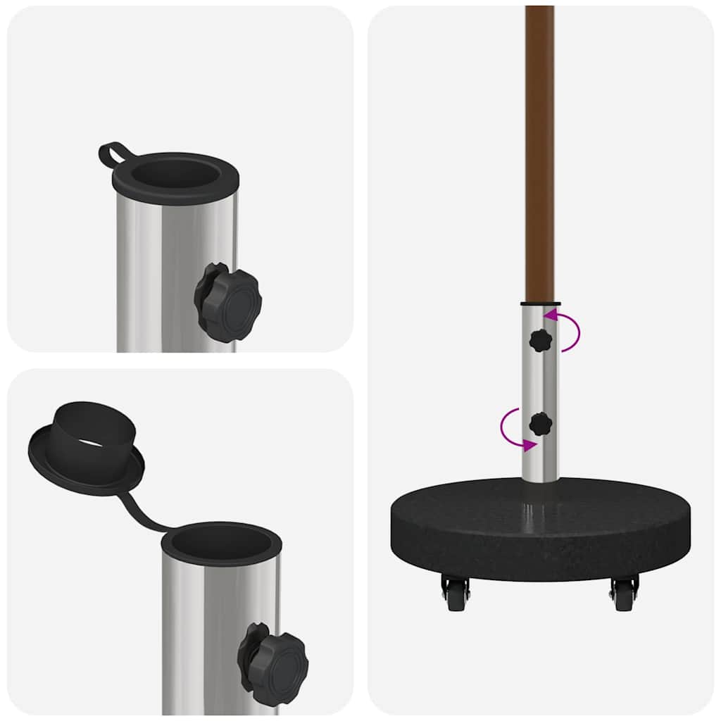 vidaXL Parasol Base 30kg Black Granite and Stainless Steel Round