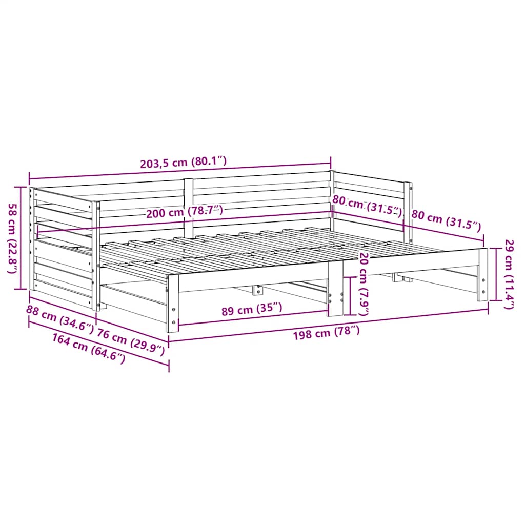 vidaXL Day bed with Trundle without Mattress 80x200 cm