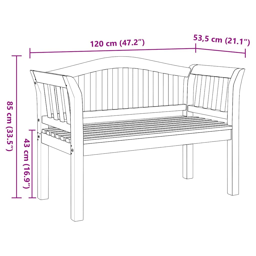 vidaXL Bench Brown 120 x 53.5 x 85 cm Solid Teak wood
