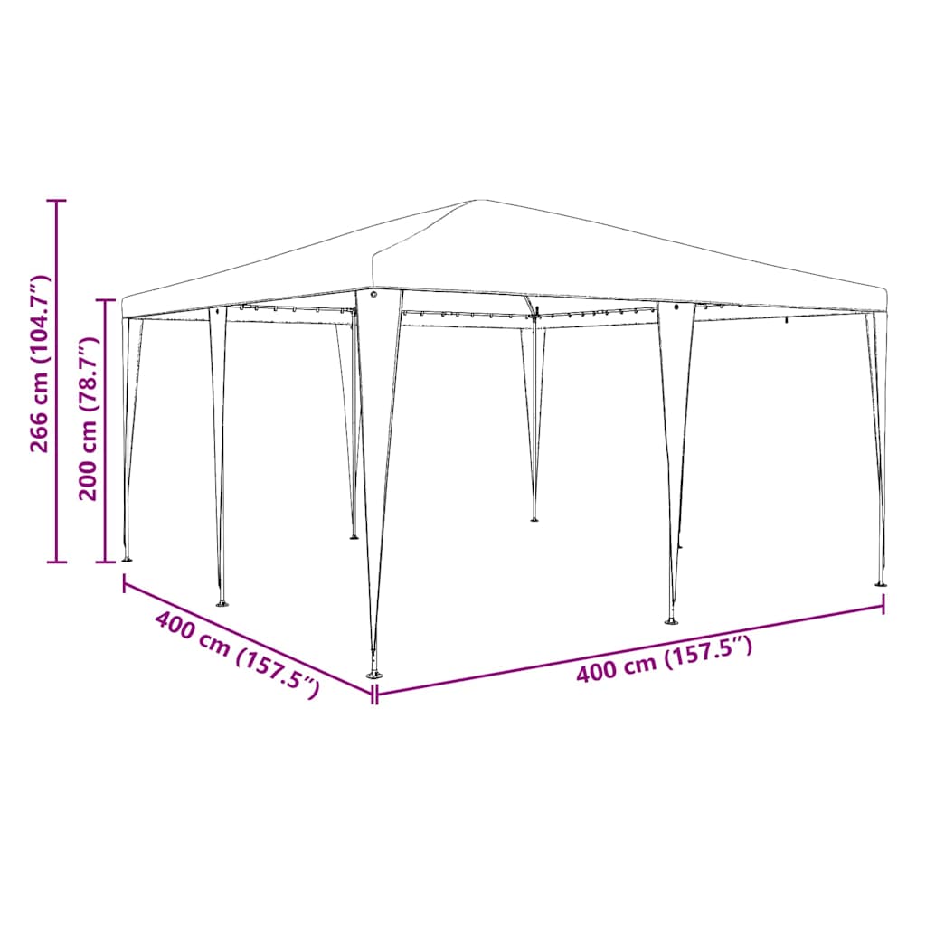 vidaXL Party Tent Green 400 x 400 x 266 cm Polyethylene and Steel