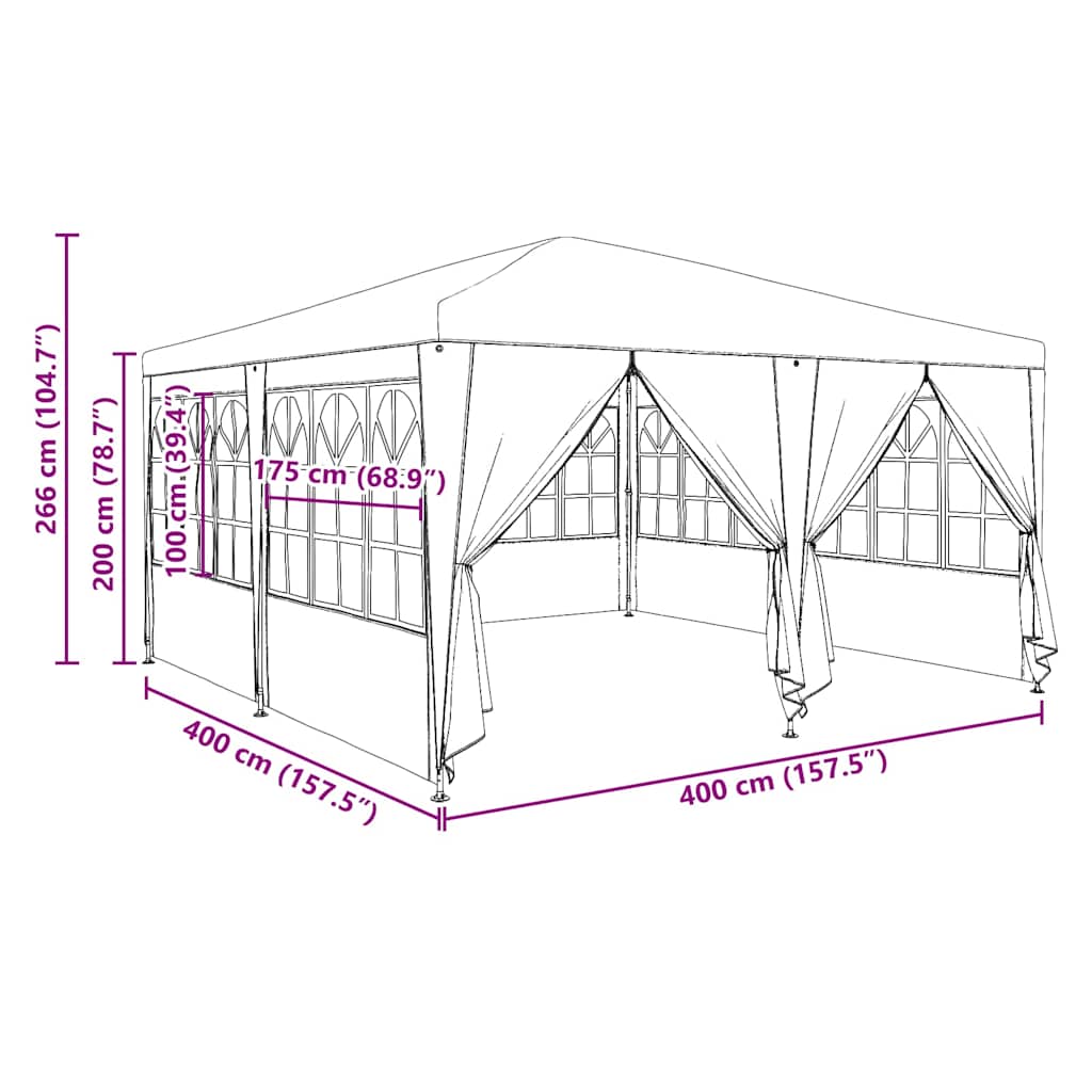 vidaXL Party Tent with 8 Sidewalls Anthracite 4x4 m PE