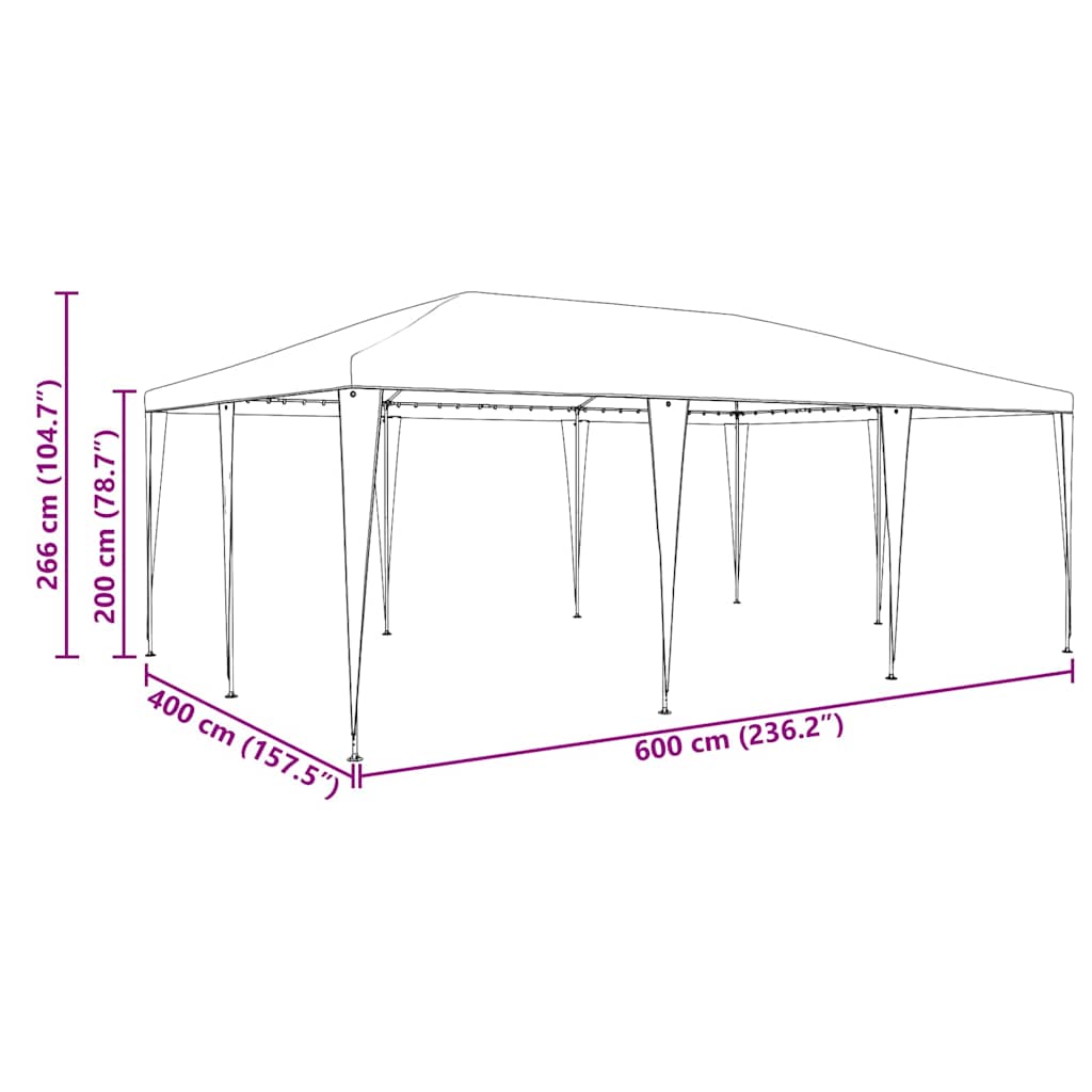 vidaXL Party Tent Blue 600 x 400 x 266 cm Polyethylene and Steel