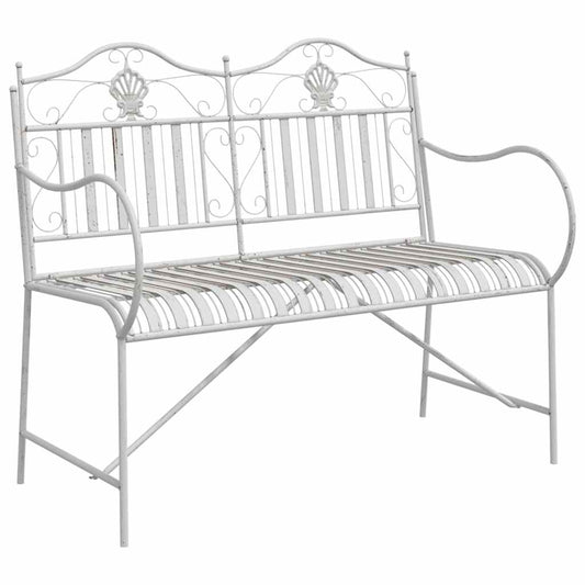 vidaXL Garden Bench Antique White 103.5 x 59 x 89 cm Steel