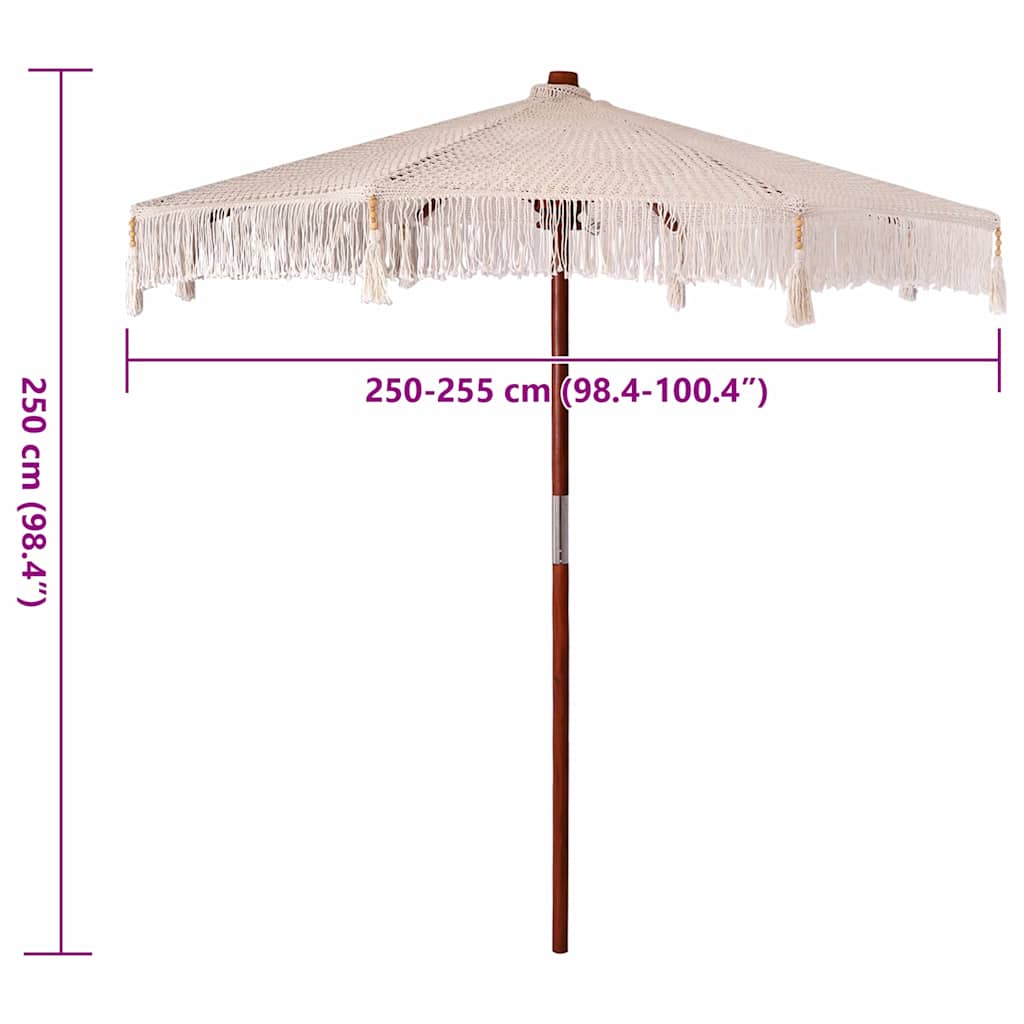 vidaXL Macrame Parasol Cream 252.5 x 252.5 x 260 cm