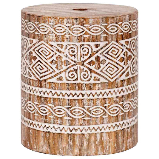 vidaXL Parasol Base 23 kg White Washed Solid Wood Cylindrical