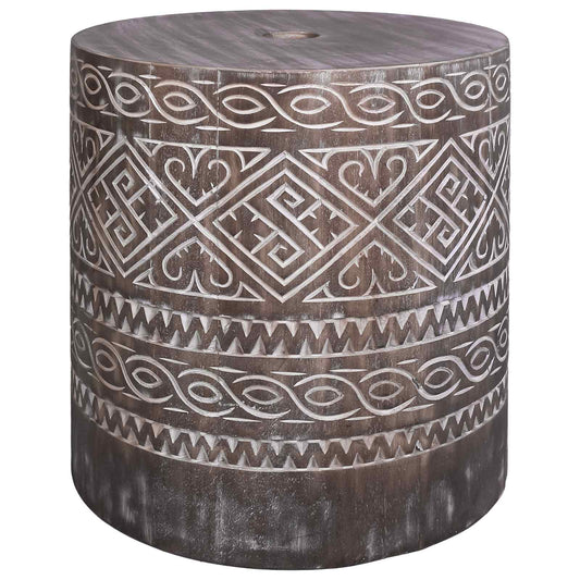 vidaXL Parasol Base 23 kg White Washed Solid Wood Cylindrical