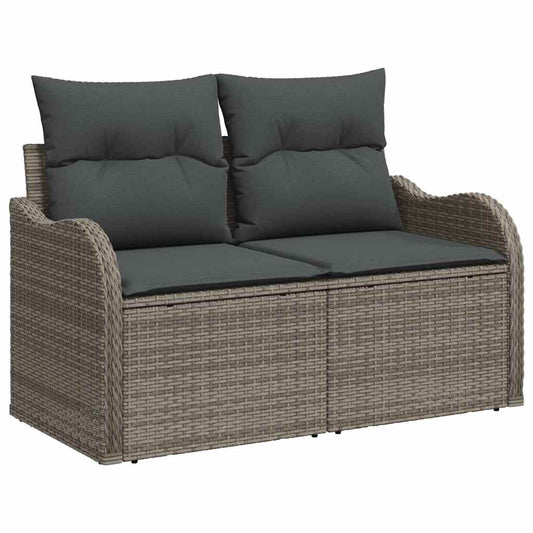 vidaXL Garden Sofa with Cushion Grey 121 x 62 x 69cm Poly Rattan
