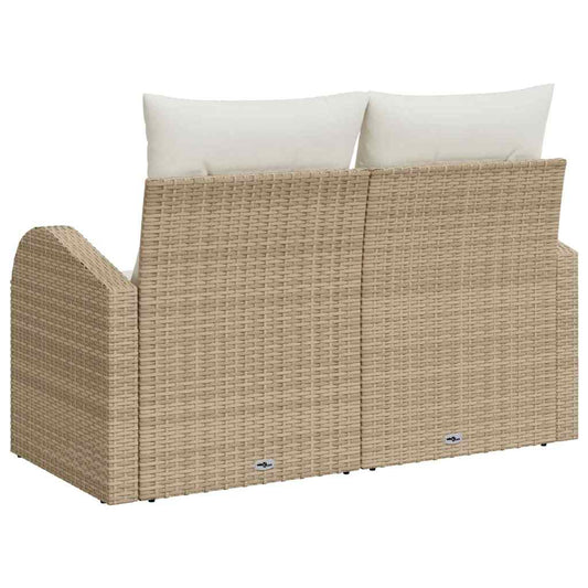vidaXL Garden Sofa with Cushion Beige 124 x 62 x 69cm Poly Rattan