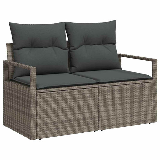 vidaXL Garden Sofa with Cushion Grey 120 x 62 x 69cm Poly Rattan