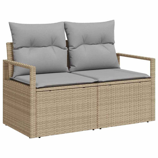 vidaXL Garden Sofa with Cushion Beige 120 x 62 x 69cm Poly Rattan