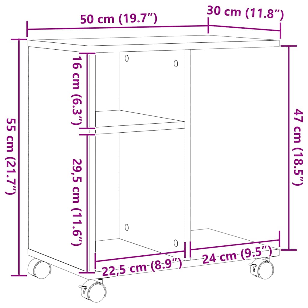 vidaXL Side Table Artisan oak 50 x 30 x 55 cm Engineered Wood