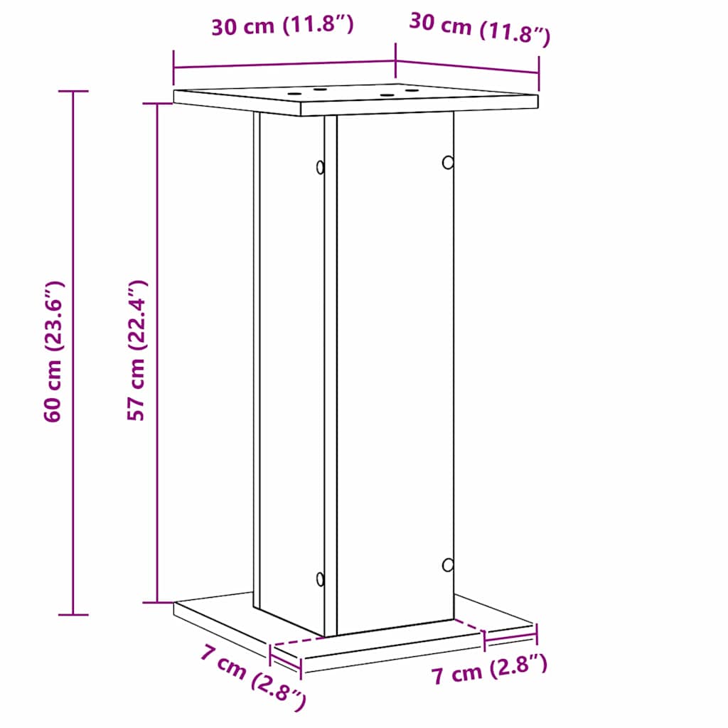 vidaXL Plant Stand 2 pcs Black Oak 30 x 30 x 60 cm Engineered wood