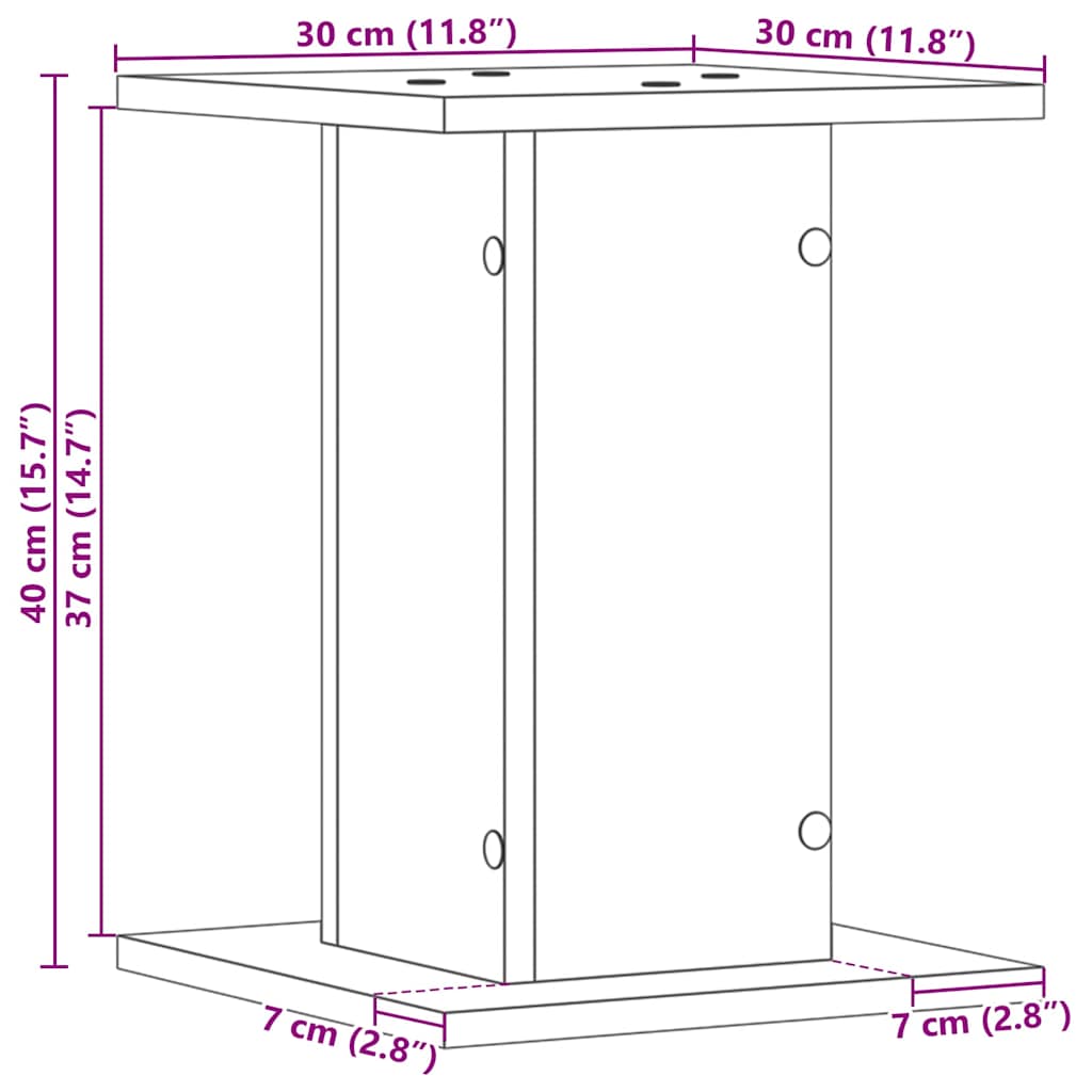vidaXL Plant Stand 2 pcs Black Oak 30 x 30 x 40 cm Engineered wood