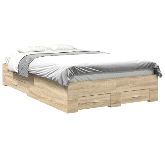 vidaXL Bed Frame with Drawer Brown 120 x 200 cm Engineered Wood