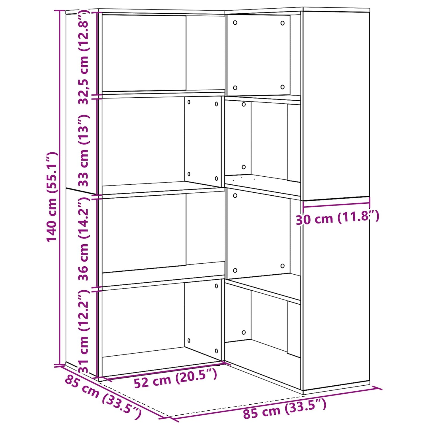 vidaXL Wardrobe 2 pcs Black Oak 85 x 85 x 140 cm Engineered Wood