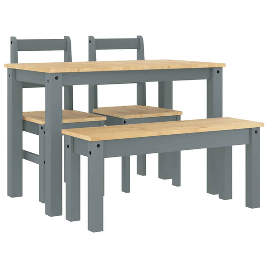 vidaXL 4 Piece Dining Set PANAMA Grey Solid Wood Pine