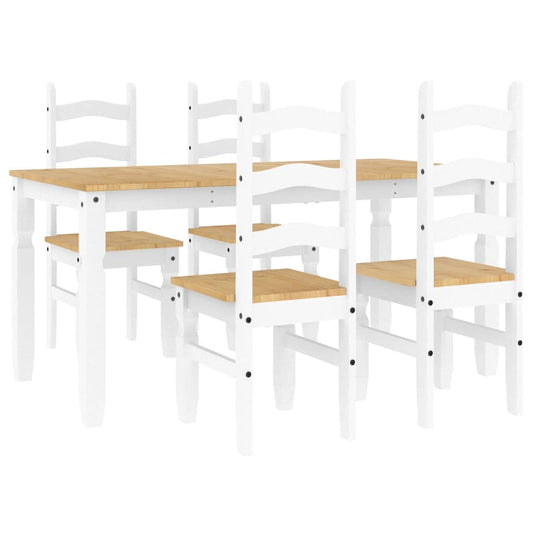 vidaXL 5 Piece Dining Set PANAMA White Solid Wood Pine