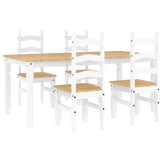 vidaXL 5 Piece Dining Set PANAMA White Solid Wood Pine