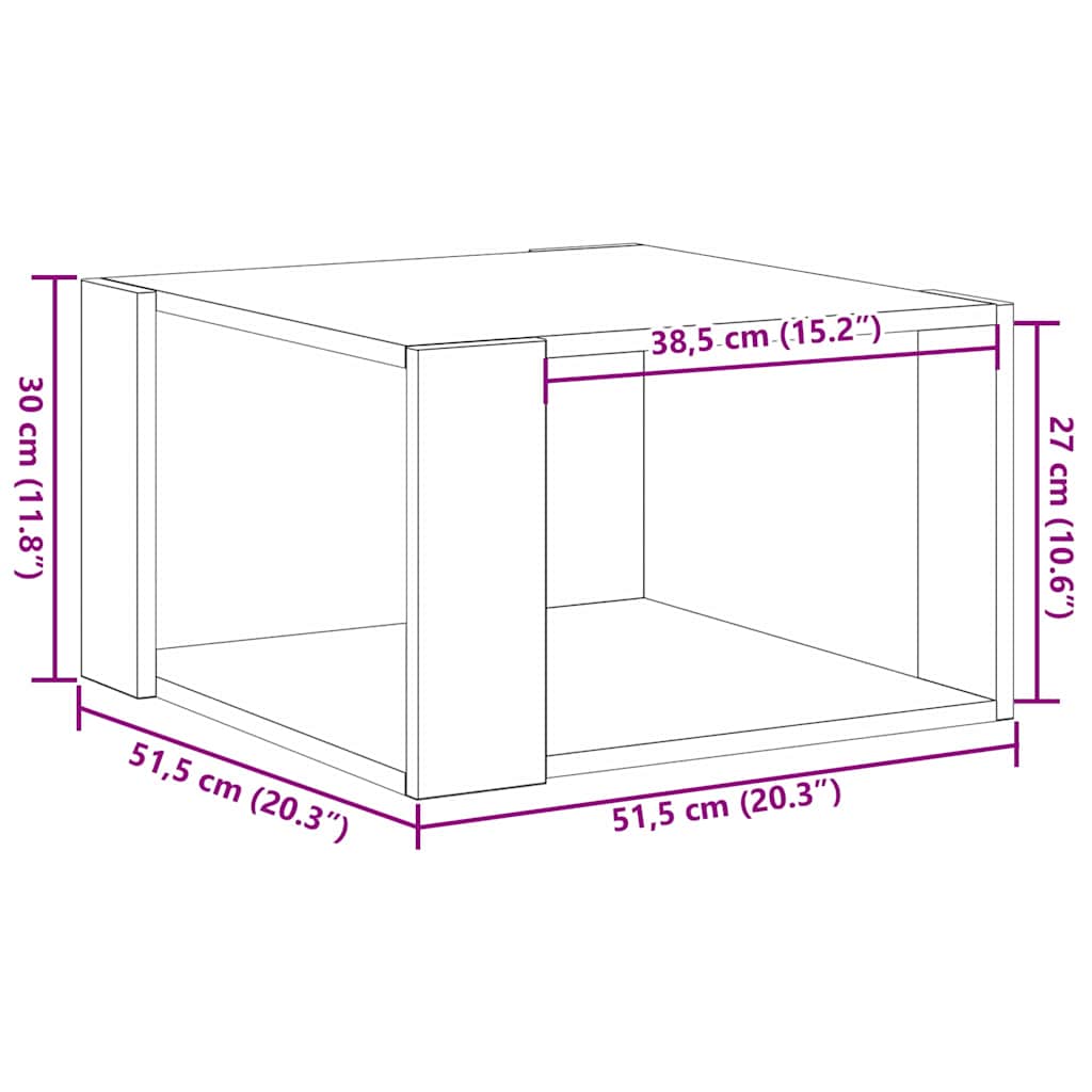 vidaXL Coffee Table Black Oak 51.5 x 51.5 x 30 cm Engineered Wood