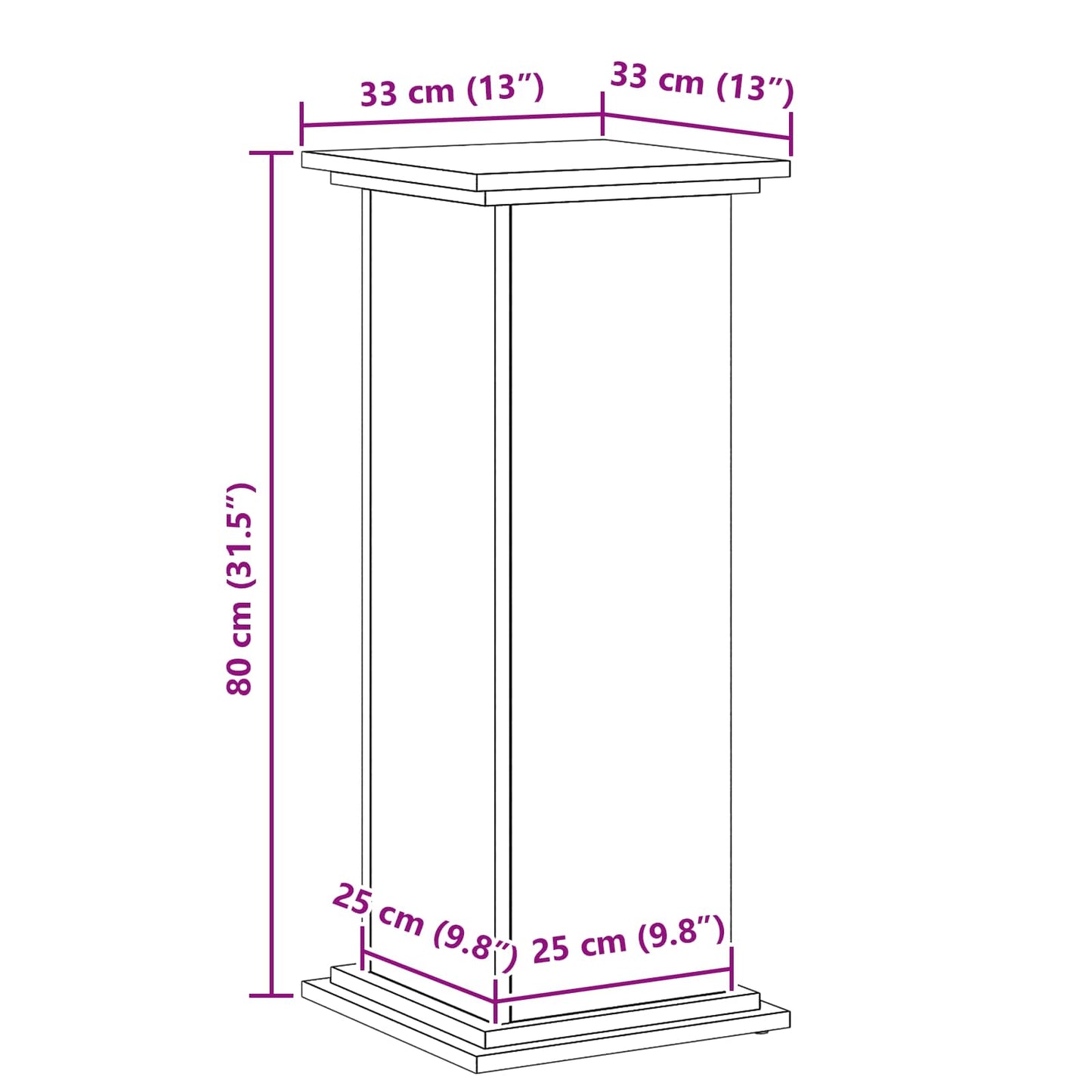 vidaXL Plant Stand Black Oak 33 x 33 x 80 cm Engineered wood