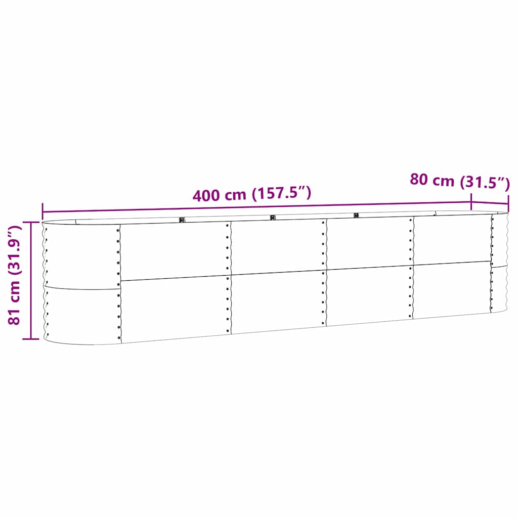 vidaXL Raised Bed Green 400 x 80 x 81 cm Steel