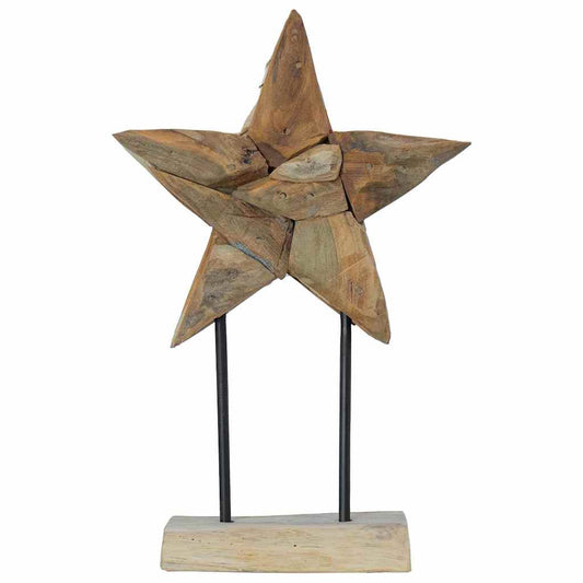 vidaXL Christmas Star Brown 31 x 15 x 46 cm Solid Teak Wood