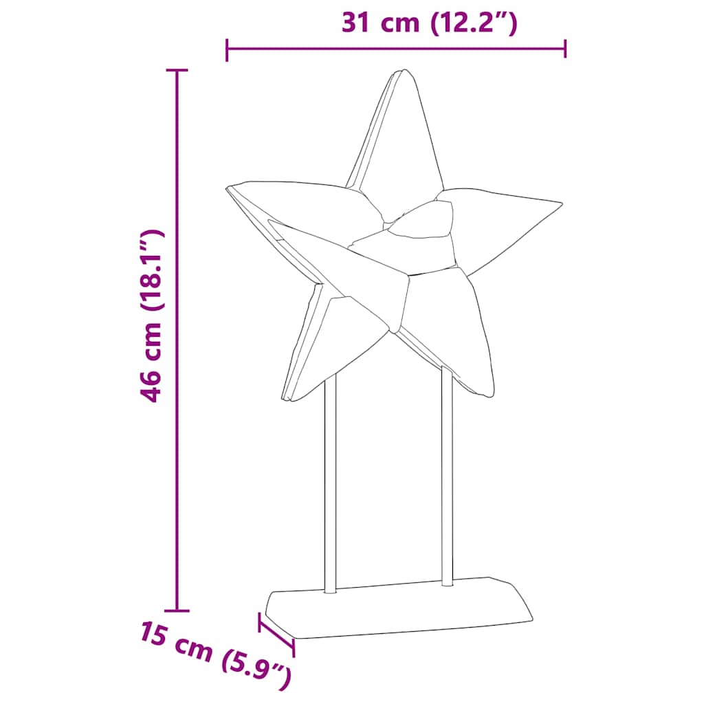 vidaXL Christmas Star Brown 31 x 15 x 46 cm Solid Teak Wood