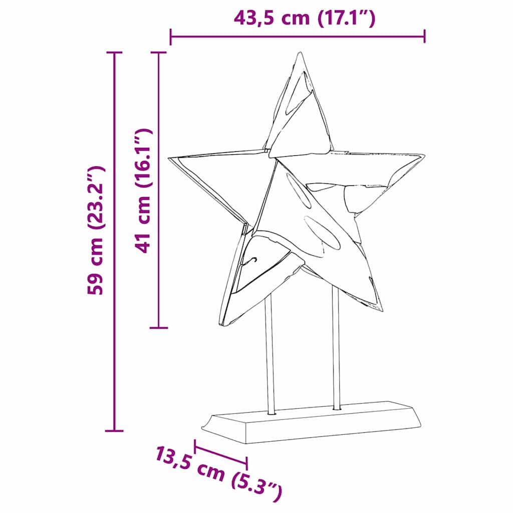 vidaXL Christmas Star Brown 43.5 x 13.5 x 59 cm Solid Teak Wood