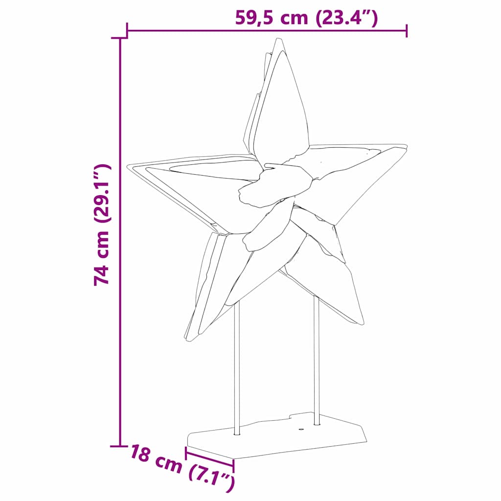 vidaXL Christmas Star Brown 59.5 x 18 x 74 cm Solid Teak Wood