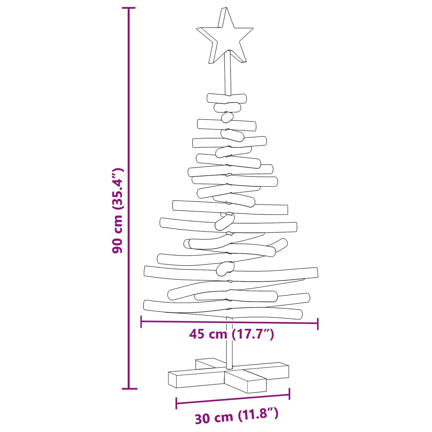 vidaXL Christmas Tree Brown 90 cm Solid teak wood