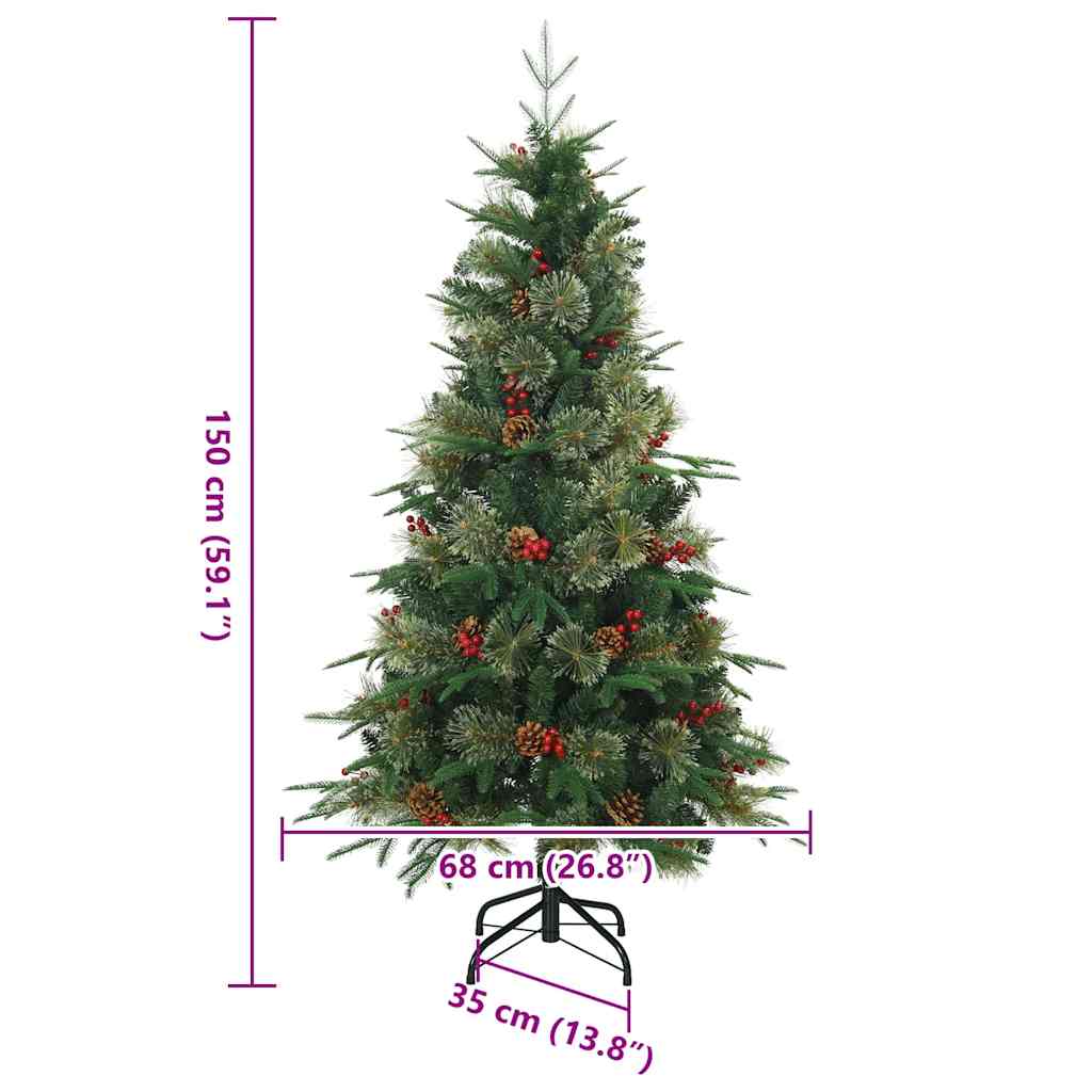 vidaXL Artificial Hinged Christmas Tree Green 150 cm PVC, PE and Steel