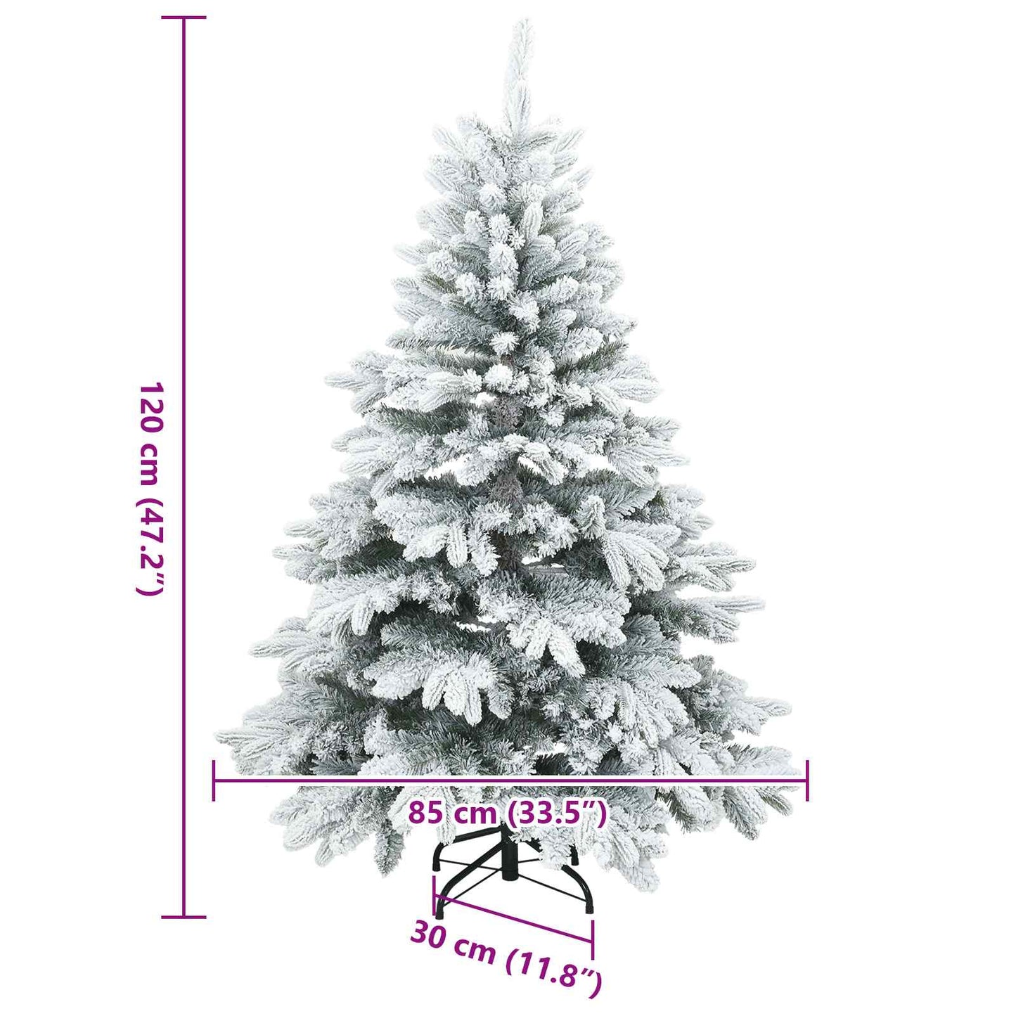 vidaXL Artificial Hinged Christmas Tree Snow Flocked White 120 cm
