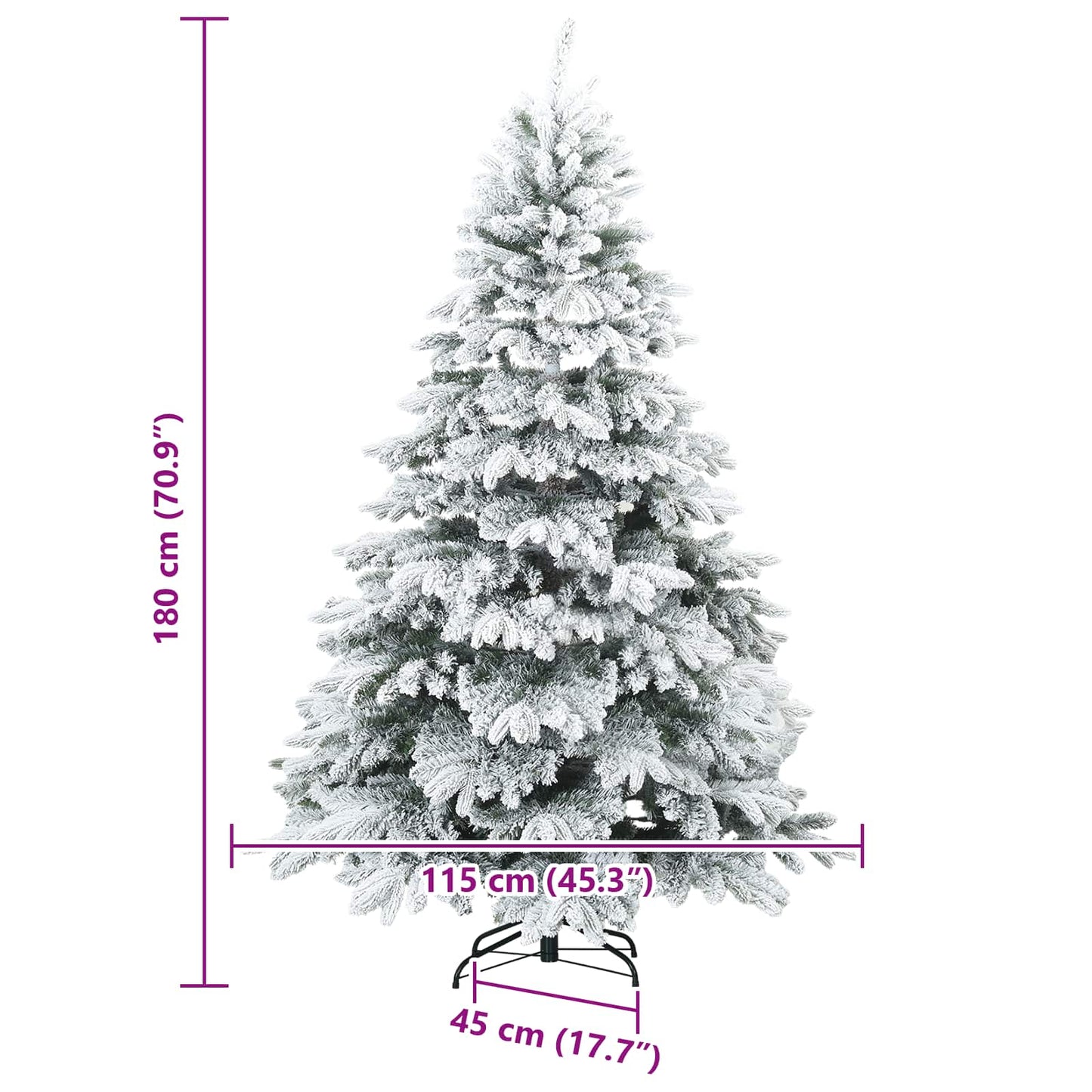 vidaXL Artificial Hinged Christmas Tree Snow Flocked White 180 cm