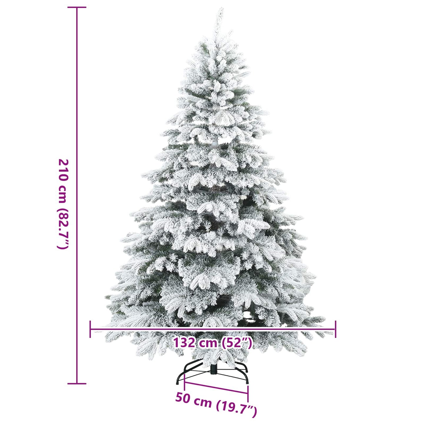 vidaXL Artificial Hinged Christmas Tree Snow Flocked White 210 cm